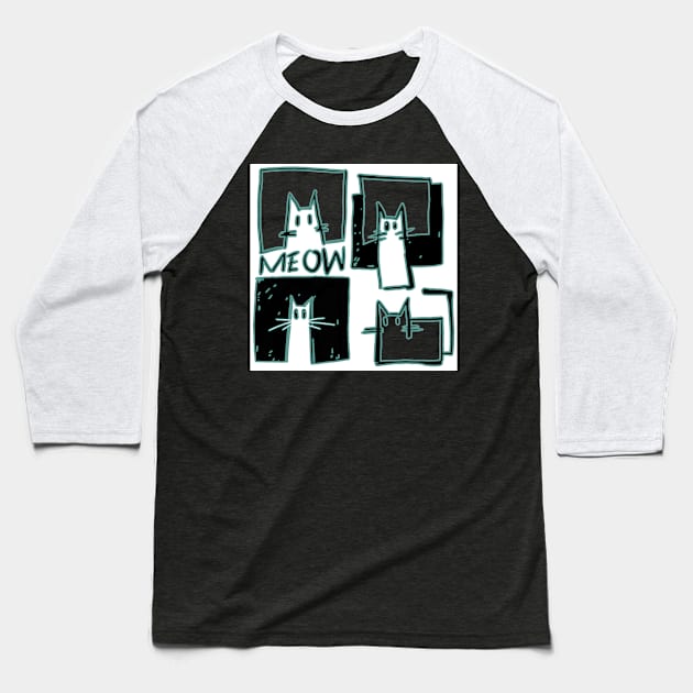 cubist cats Baseball T-Shirt by Handan